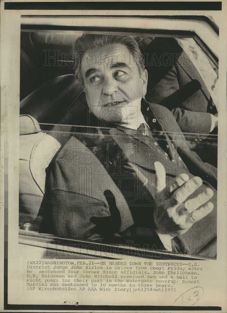 1975 Press Photo U.S. District Judge John Sirica Nixon - Historic Images