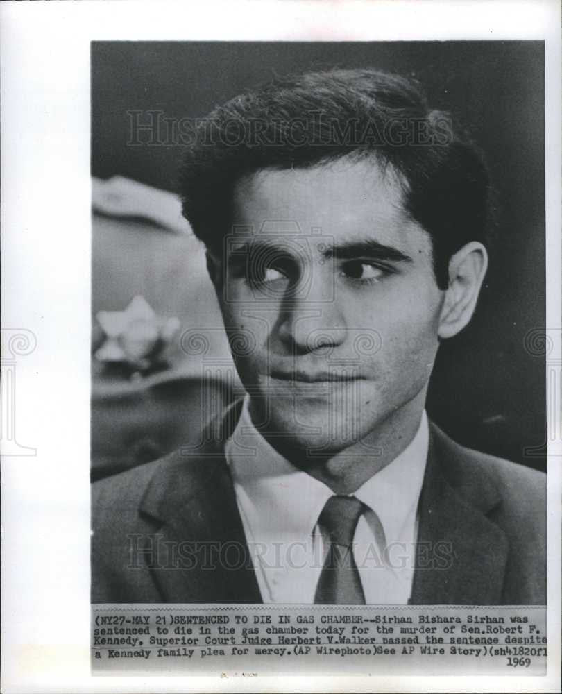 1969 Press Photo Sirhan Bishara Sirhan,sentenced to die - Historic Images