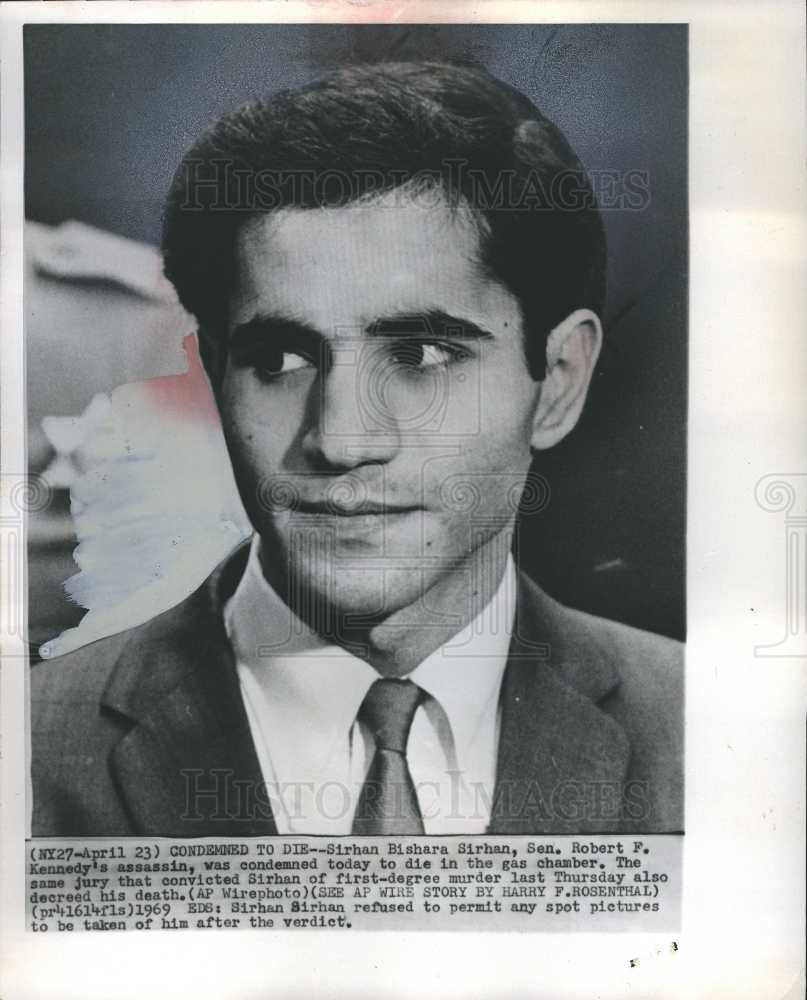 1969 Press Photo Sirhan Sirhan RFK assassination trial - Historic Images