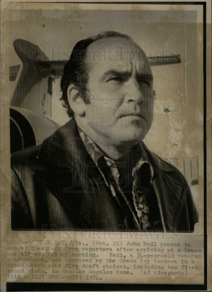 1974 Press Photo John Hadl Green Bay Packers - Historic Images