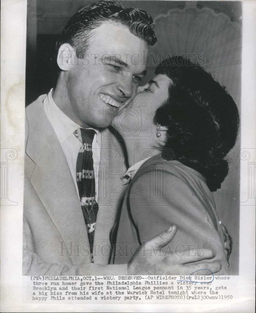 1950 Press Photo Dick Sisler Philadelphia Phillies - Historic Images