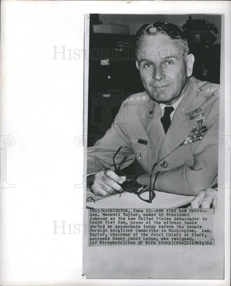1964 Press Photo Maxwell Taylor South Viet Nam General - Historic Images