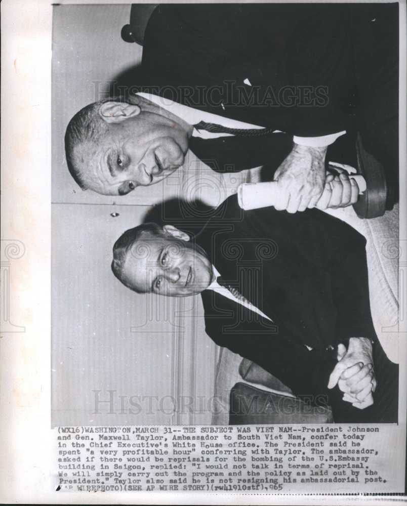 1965 Press Photo President Johnson Gen. Maxwell Taylor - Historic Images