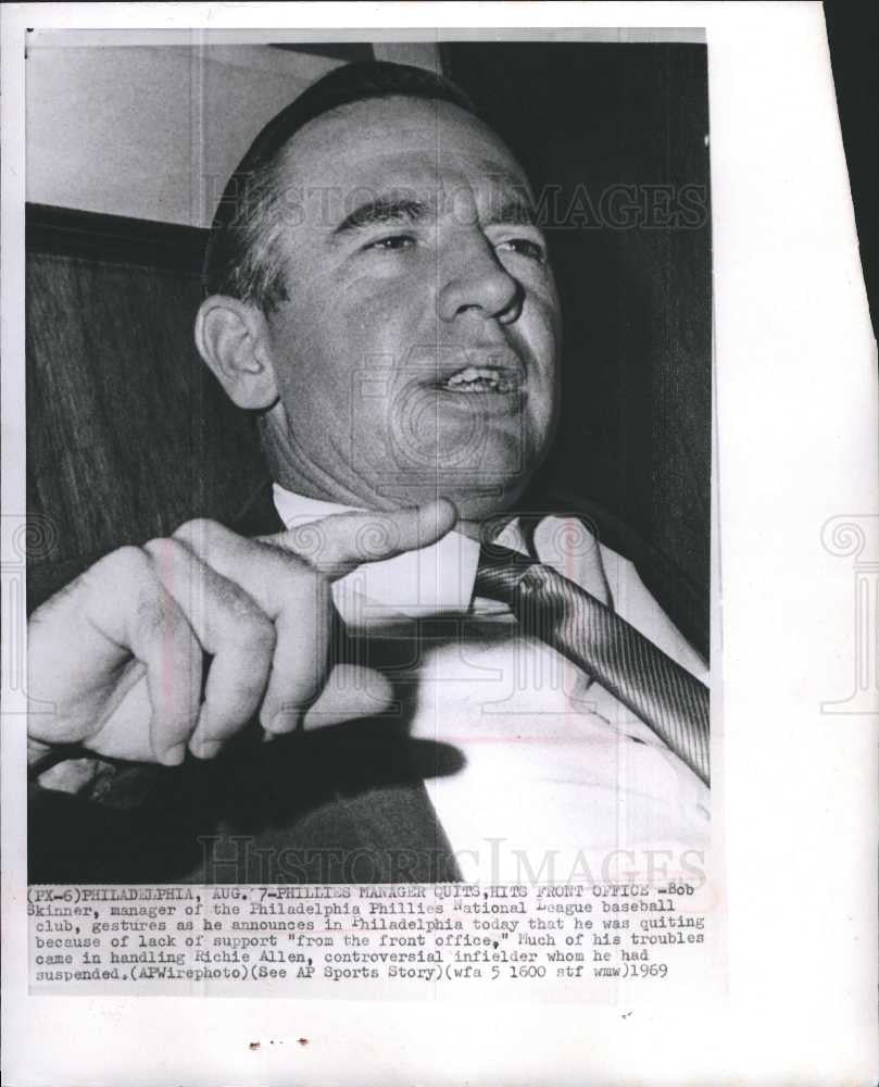 1969 Press Photo PHILLIES MANAGER QUITS - Historic Images
