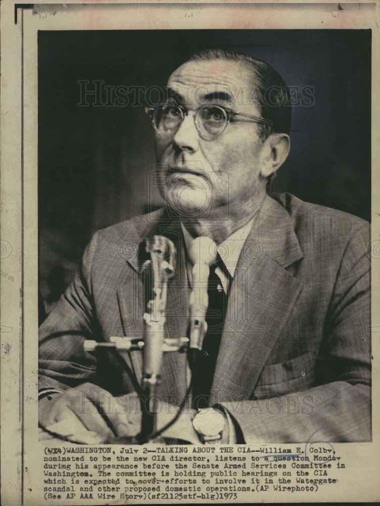 1973 Press Photo William Colby CIA Watergate - Historic Images