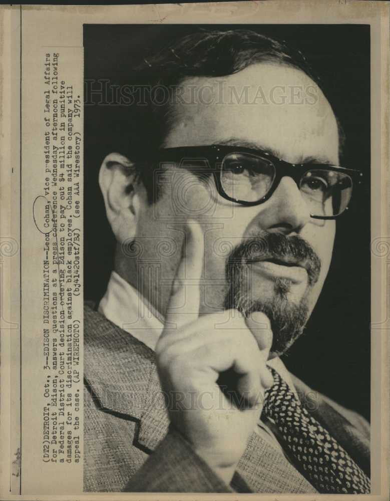 1973 Press Photo Leon Cohan Legal Affairs Detroit - Historic Images