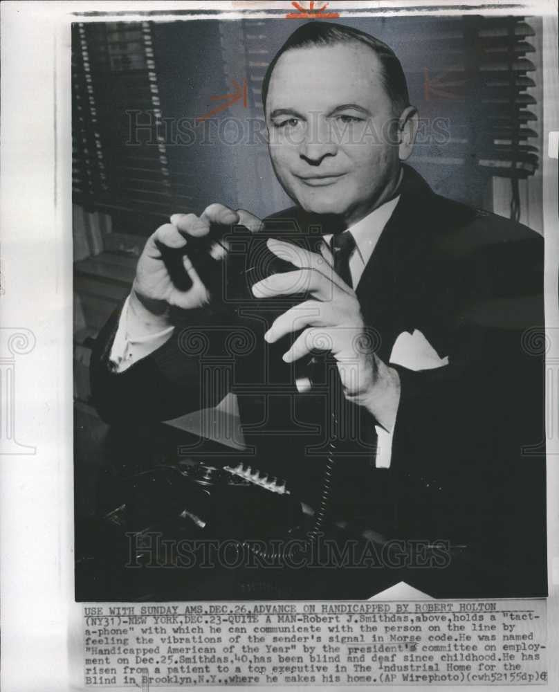 1965 Press Photo Robert J. Smithdas tacta-phone Morse - Historic Images