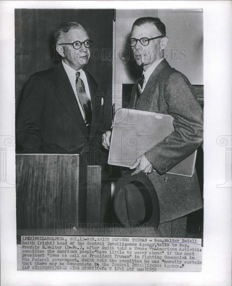 1952 Press Photo Walter Bedell Smith Francis Walter CIA - Historic Images