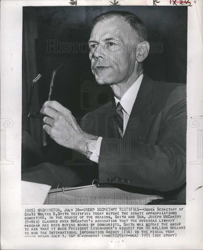 1953 Press Photo Secretary State Walter Smith Senate - Historic Images
