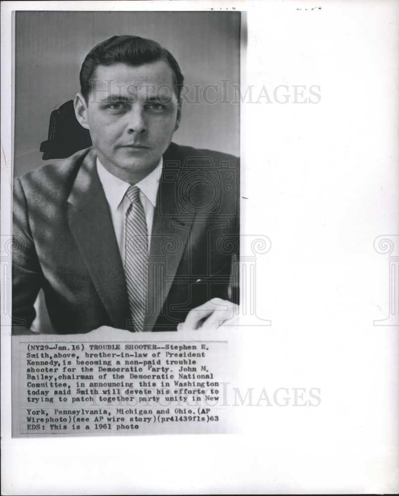 1963 Press Photo Stephen E. Smith Democratic Party - Historic Images