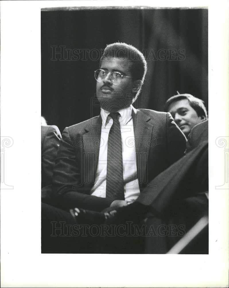 1989 Press Photo Ken Kenneth Cockrel Jr Mayor Detroit - Historic Images