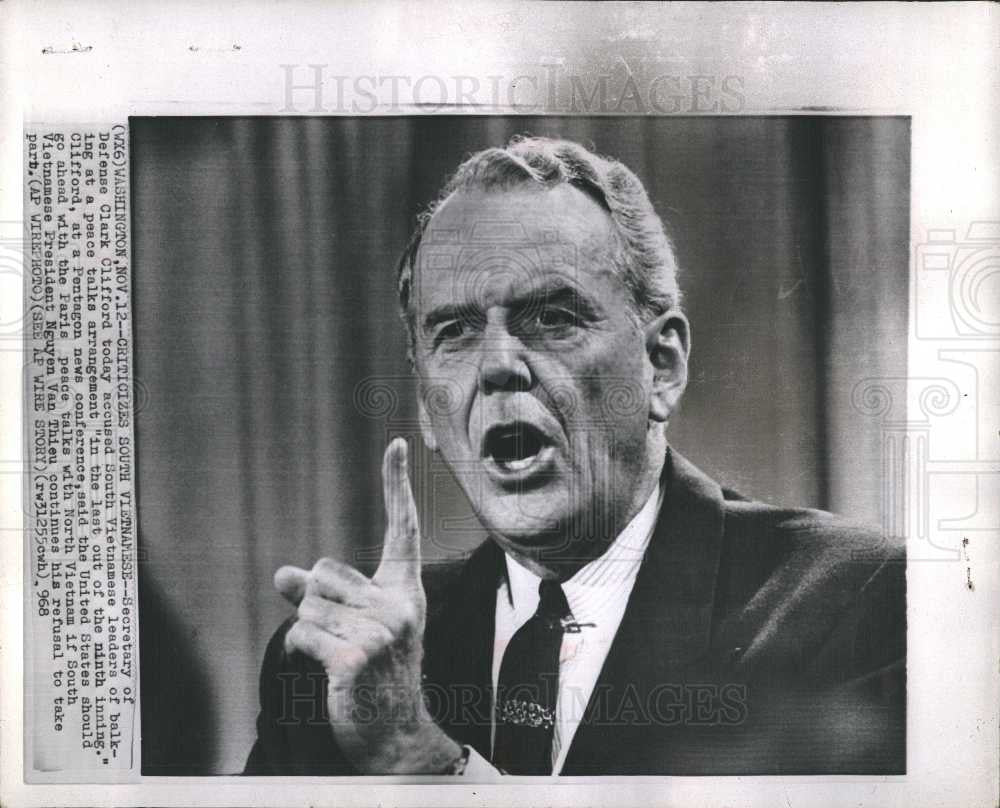 1968 Press Photo Clark McAdams Clifford - Lawyer - Historic Images