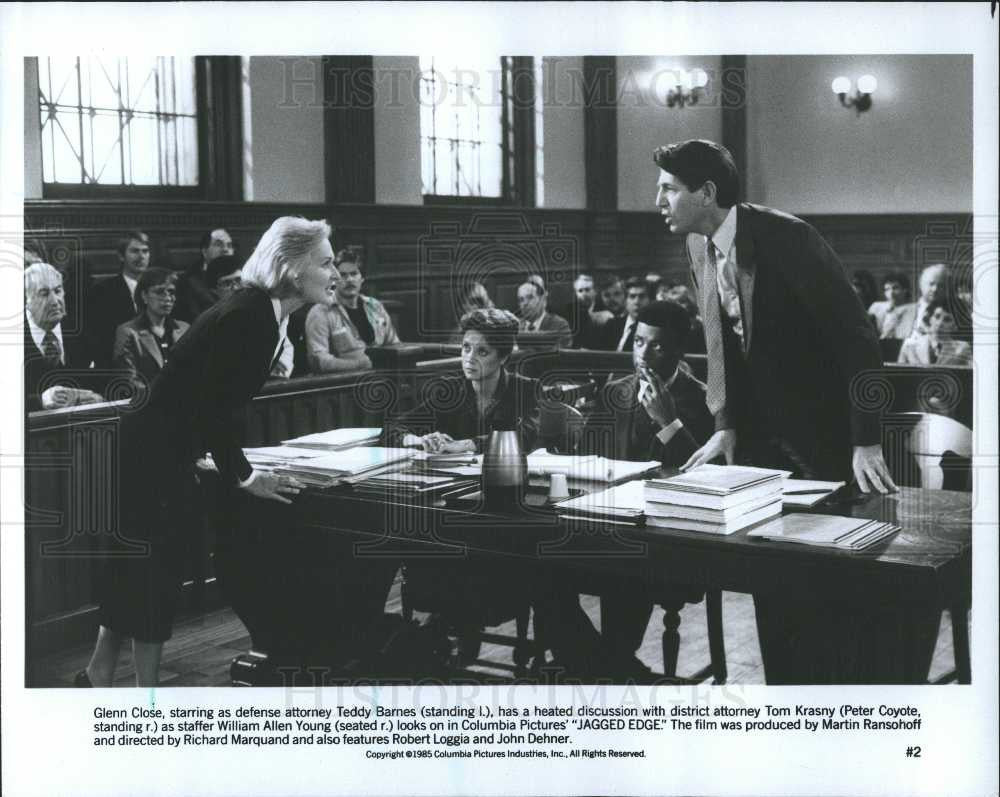 Press Photo Glenn Close Peter Coyote Jagged Edge - Historic Images