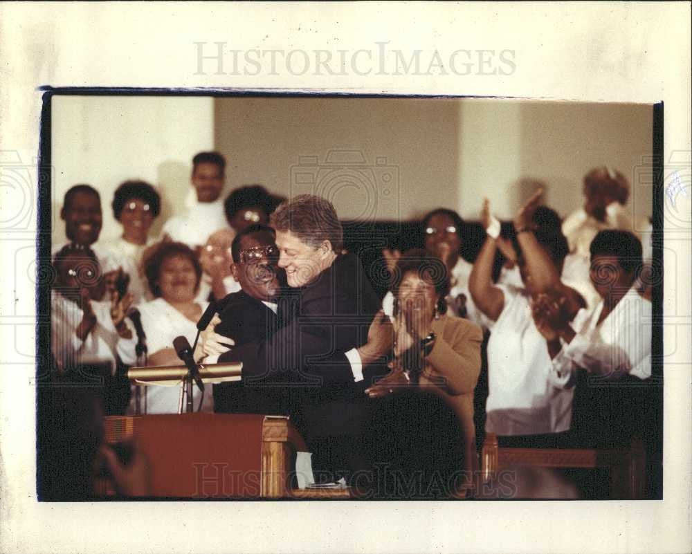 1992 Press Photo Bill Clinton&#39;s message of racial - Historic Images