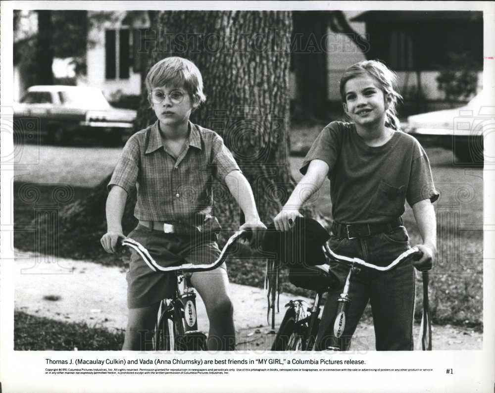 1992 Press Photo Thomas J.(Macaulay culkin) and Vada (Anna Chiumsky) - Historic Images