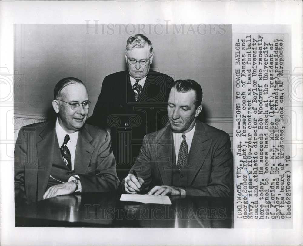 1950 Press Photo George Sauer athletic director Baylor - Historic Images