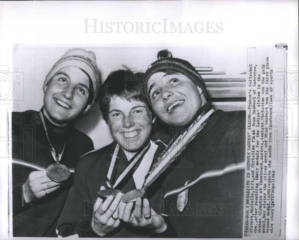 1964 Press Photo Jean Saubert Goitschel sisters slalom - Historic Images
