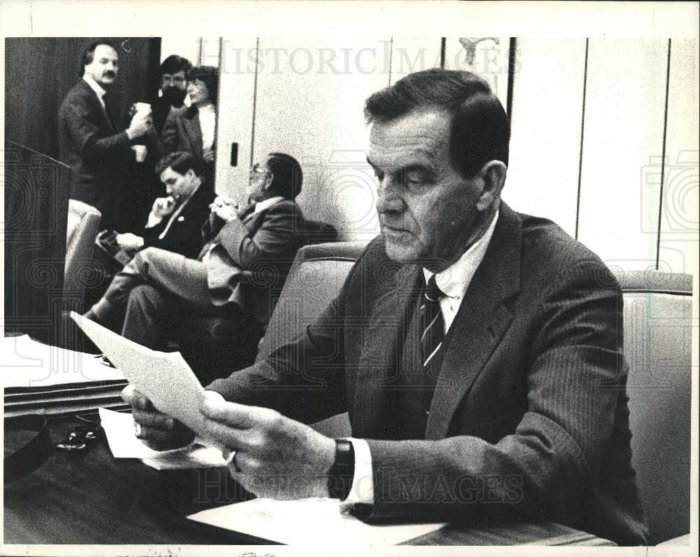 1987 Press Photo Judge James Canham hearing Michigan - Historic Images
