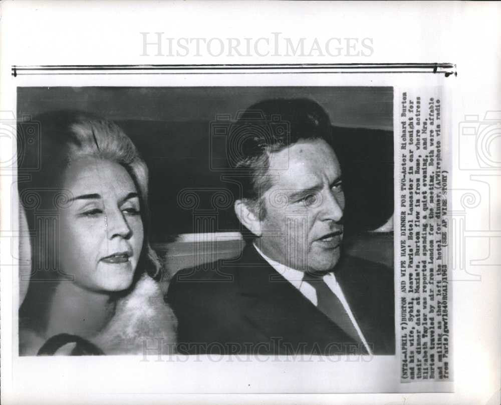 1962 Press Photo Richard Burton Sybil Elizabeth Taylor - Historic Images