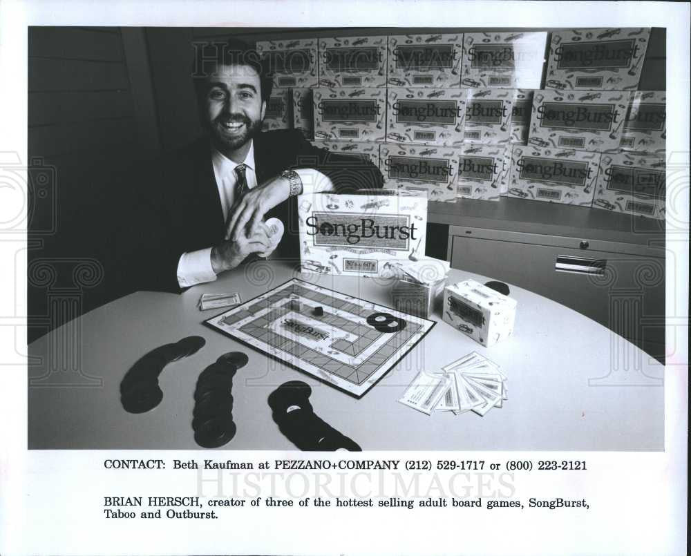 1991 Press Photo Brian Hersch Board Game Designer - Historic Images