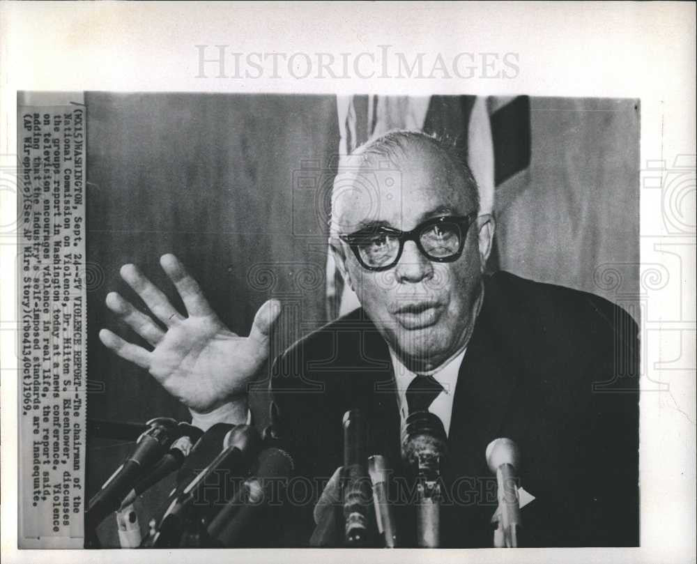1969 Press Photo Dr. Milton S. Eisenhower violence - Historic Images