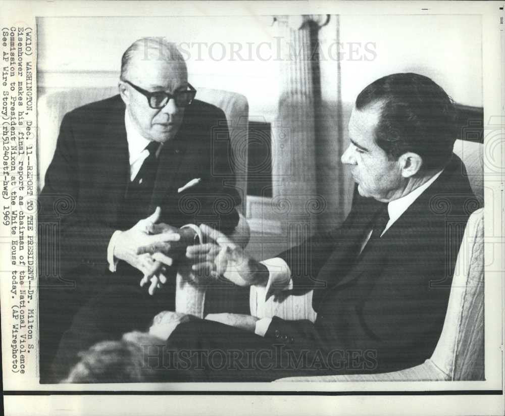 1969 Press Photo Milton Eisenhower President Nixon - Historic Images