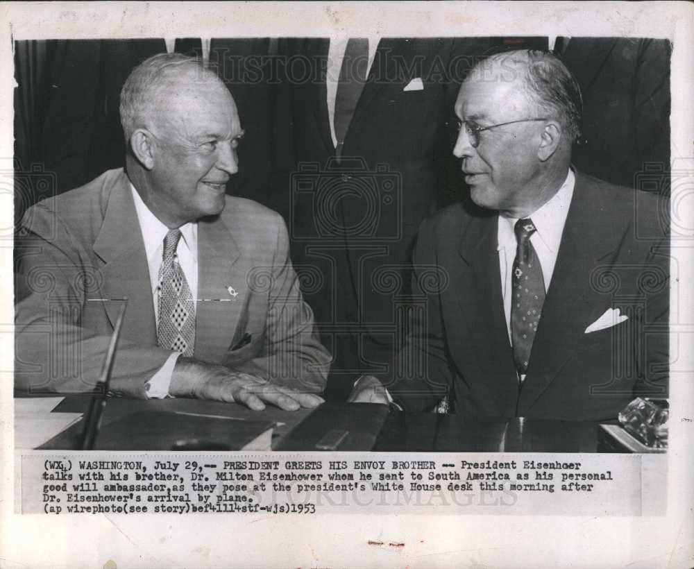 1953 Press Photo President Dwight Eisenhower Milton - Historic Images