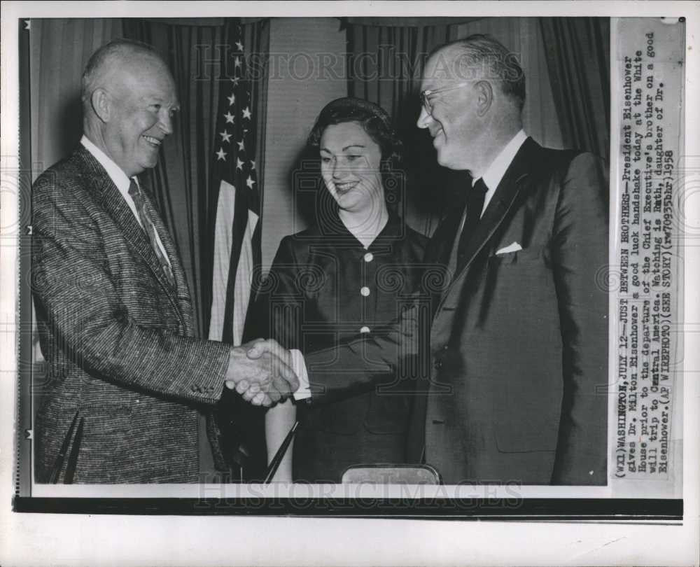 1958 Press Photo President Eisenhower Dr. Milton Ruth - Historic Images