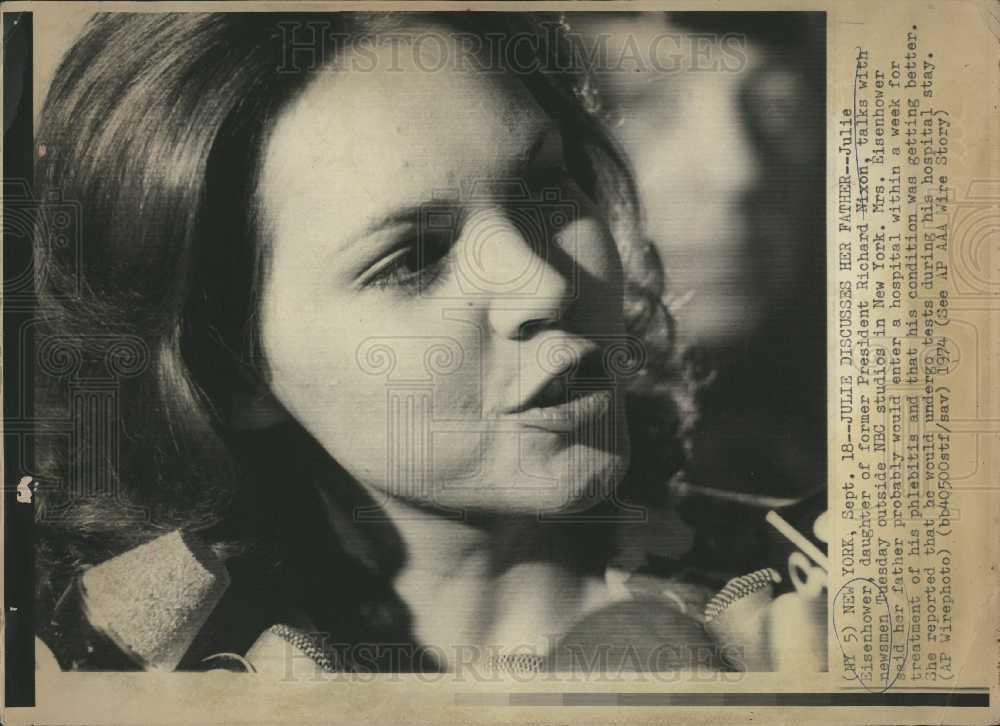1974 Press Photo Julie Eisenhower Richard Nixon health - Historic Images