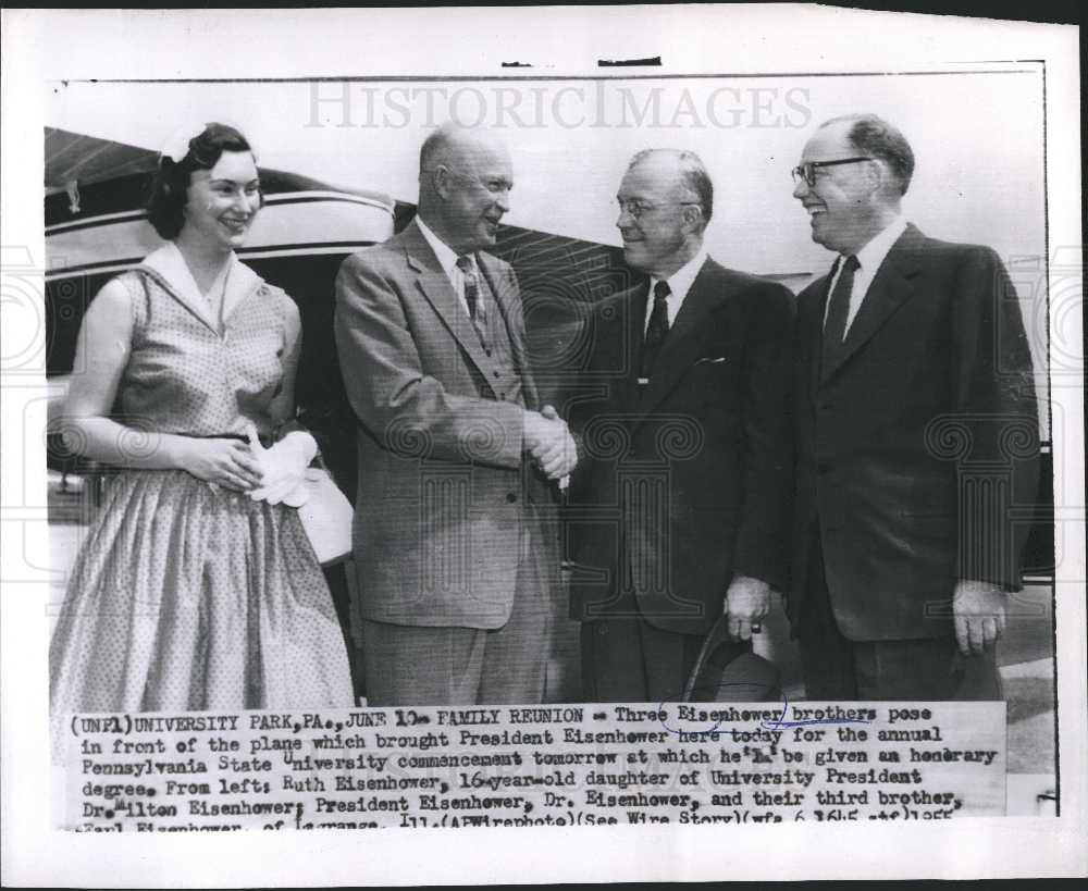 1955 Press Photo Eisenhower reunion Pennsylvania State - Historic Images