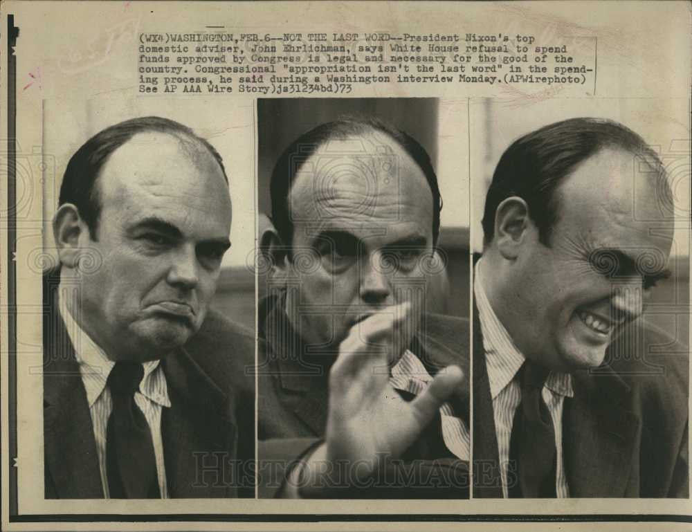 1973 Press Photo John Daniel Ehrlichman Assistant Nixon - Historic Images