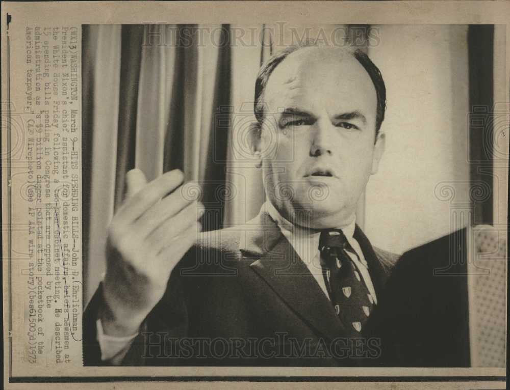 1973 Press Photo John D Ehrlichman domestic affairs - Historic Images