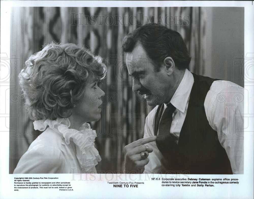 1983 Press Photo Debney Coleman Jane Fonda Nine to Five - Historic Images