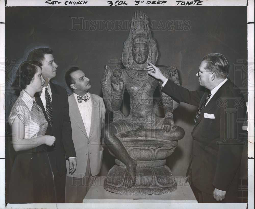 1954 Press Photo Walton Cole Hindu Brahma statue arts - Historic Images