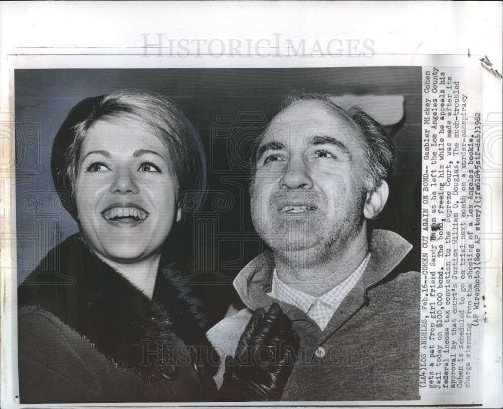 1962 Press Photo Mickey Cohen gambler Sandy Hagan trial - Historic Images
