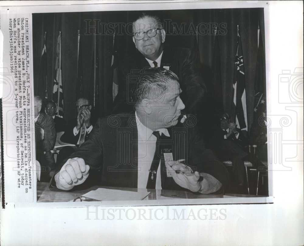 1966 Press Photo James Hoffa Frank Fitzsimmons teamster - Historic Images