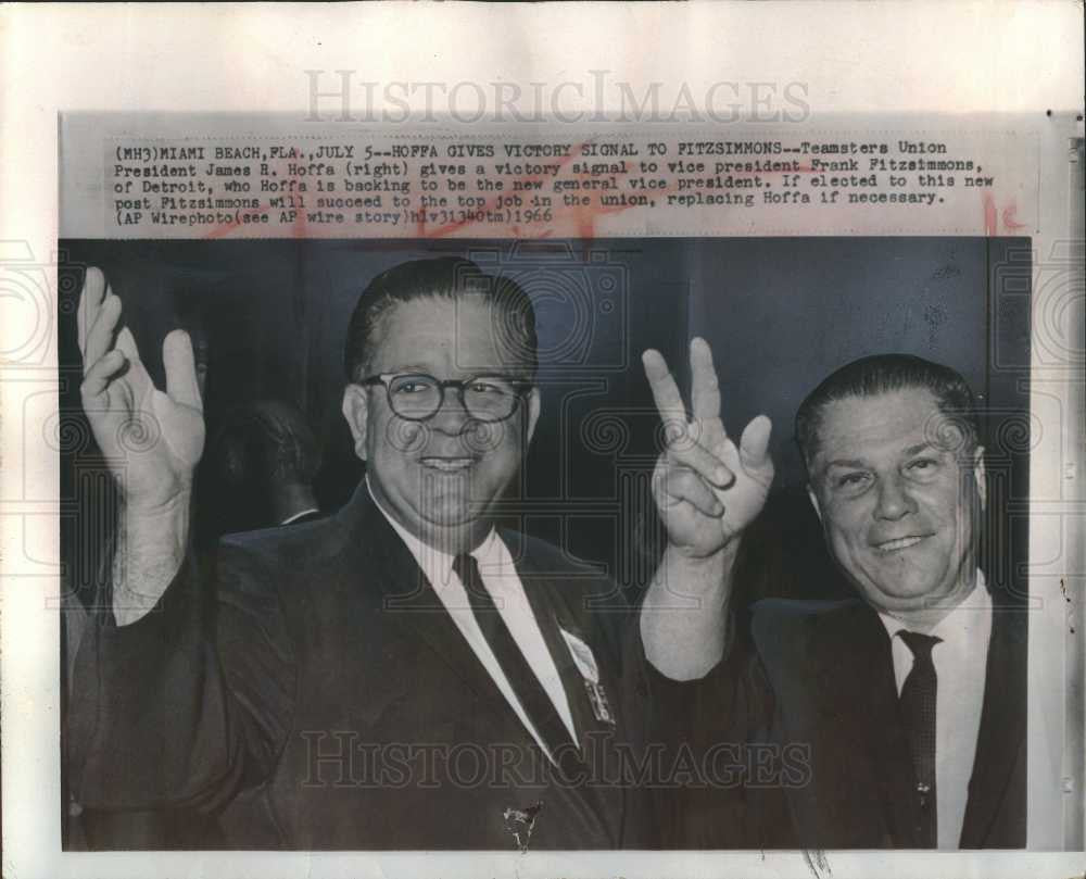 1966 Press Photo Frank Fitzsimmons James R. Hoffa Union - Historic Images