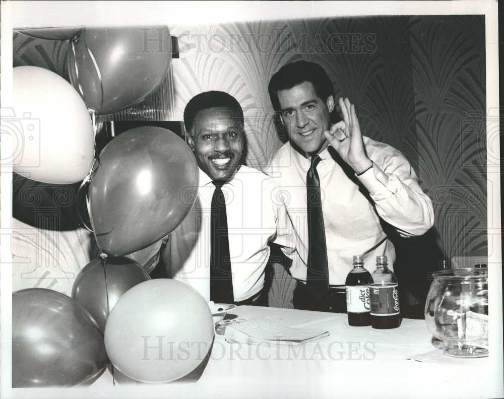 1989 Press Photo John Edwards WJLB Bruce Kirk WJBK - Historic Images