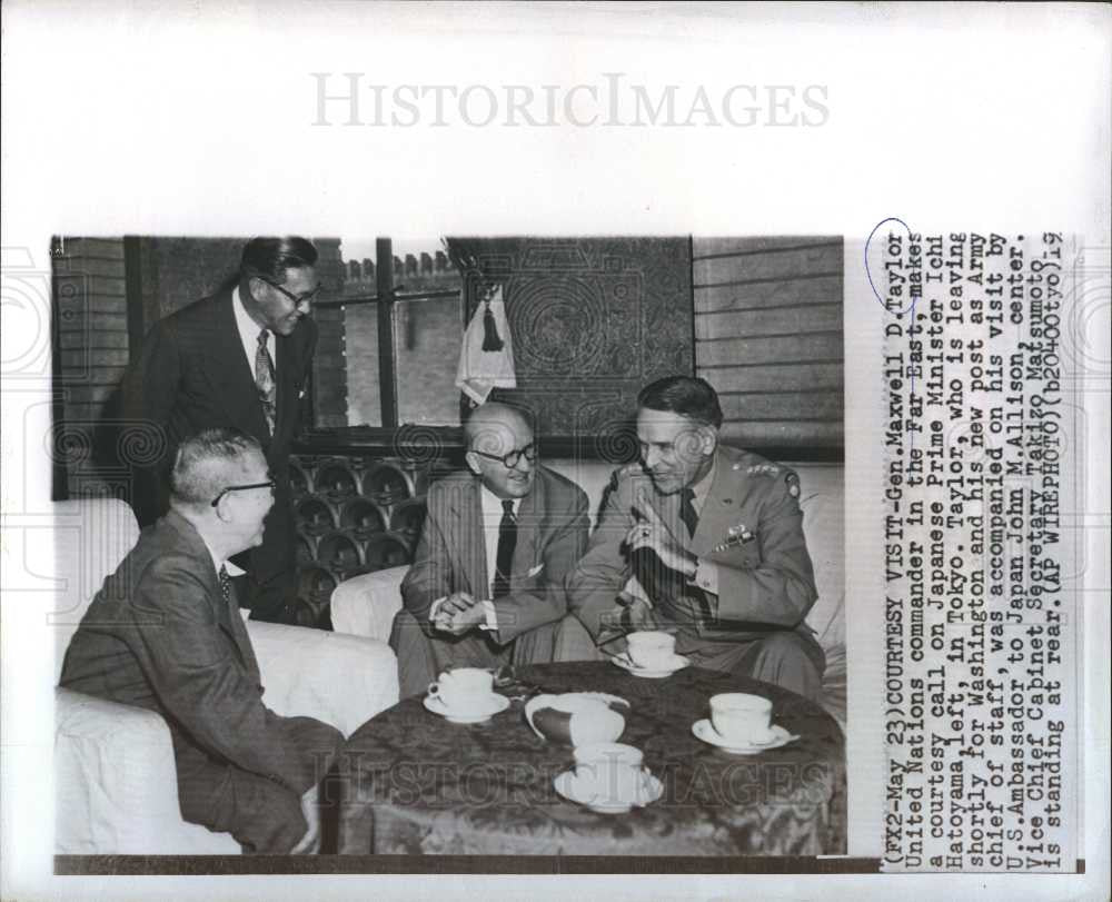 1955 Press Photo Maxwell D. Taylor Ichi Hatoyama Japan - Historic Images