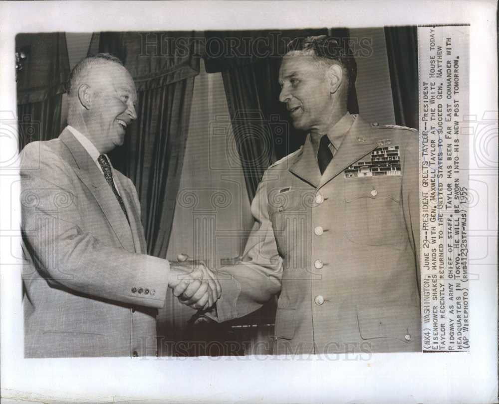 1955 Press Photo Dwight D. Eisenhower Maxwell Taylor - Historic Images
