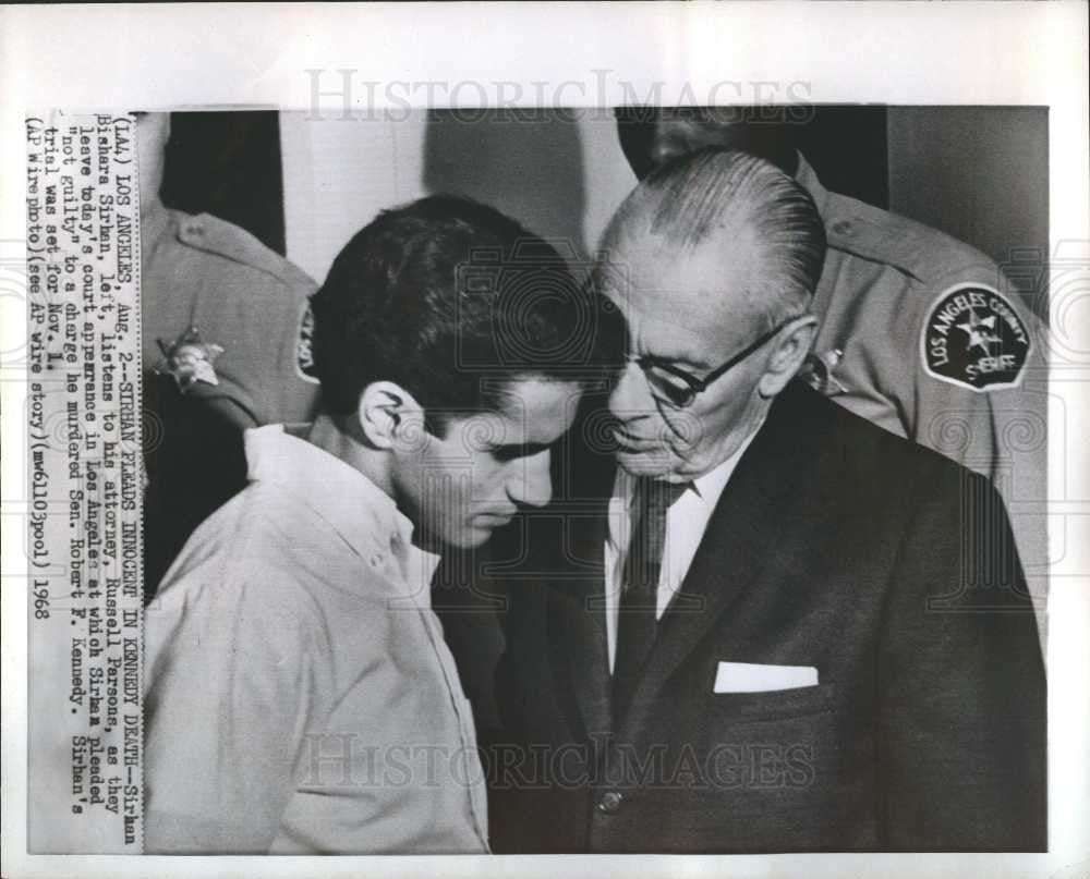1968 Press Photo Sirhan Sirhan not guilty plea - Historic Images