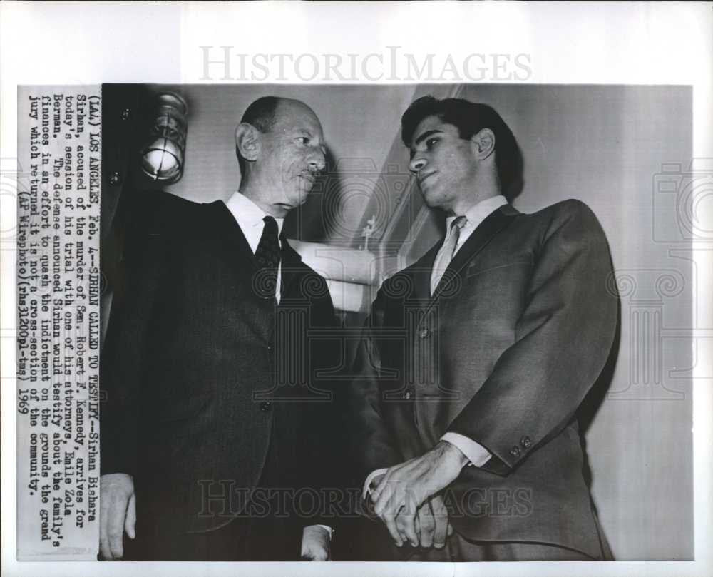 1969 Press Photo Sirhan Sirhan RFK assassination trial - Historic Images