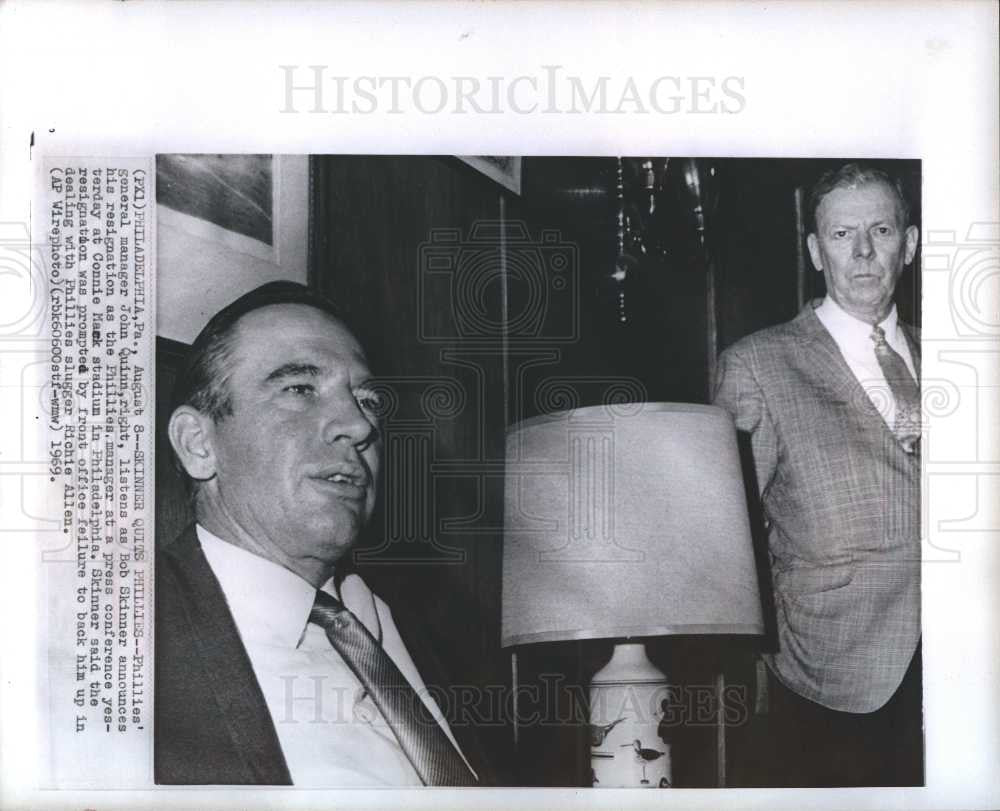 1969 Press Photo John Quinn Bob Skinner Phillies - Historic Images