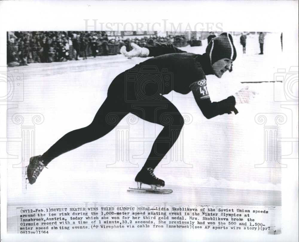 1964 Press Photo Lidia Skoblikova Skating Gold Medals - Historic Images