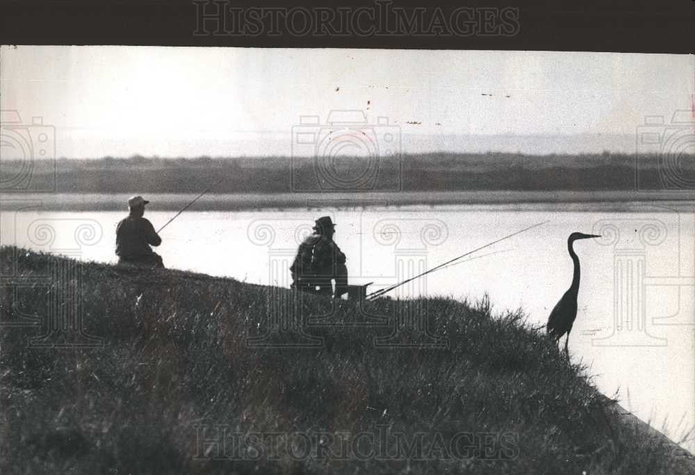 1967 Press Photo Fishermen and Birds Fishing - Historic Images