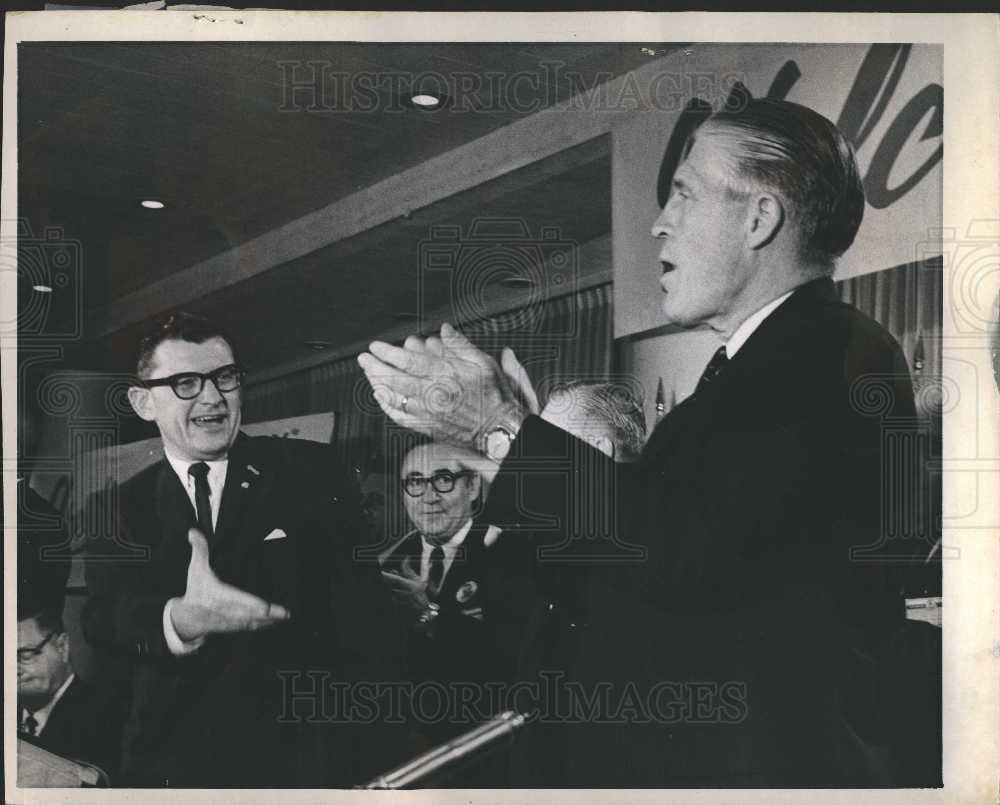 1966 Press Photo Zolton Ferency George Romney Debate - Historic Images