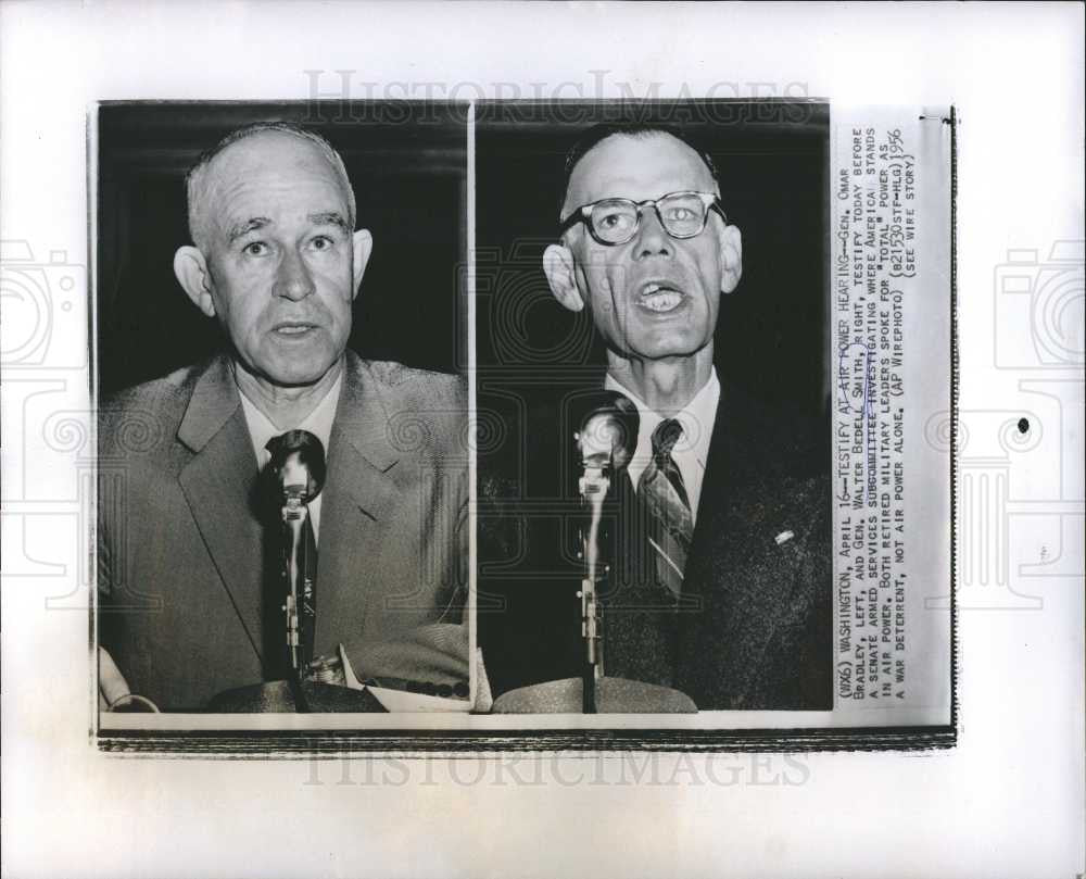1956 Press Photo Walter Bedell Smith Omar Bradley - Historic Images