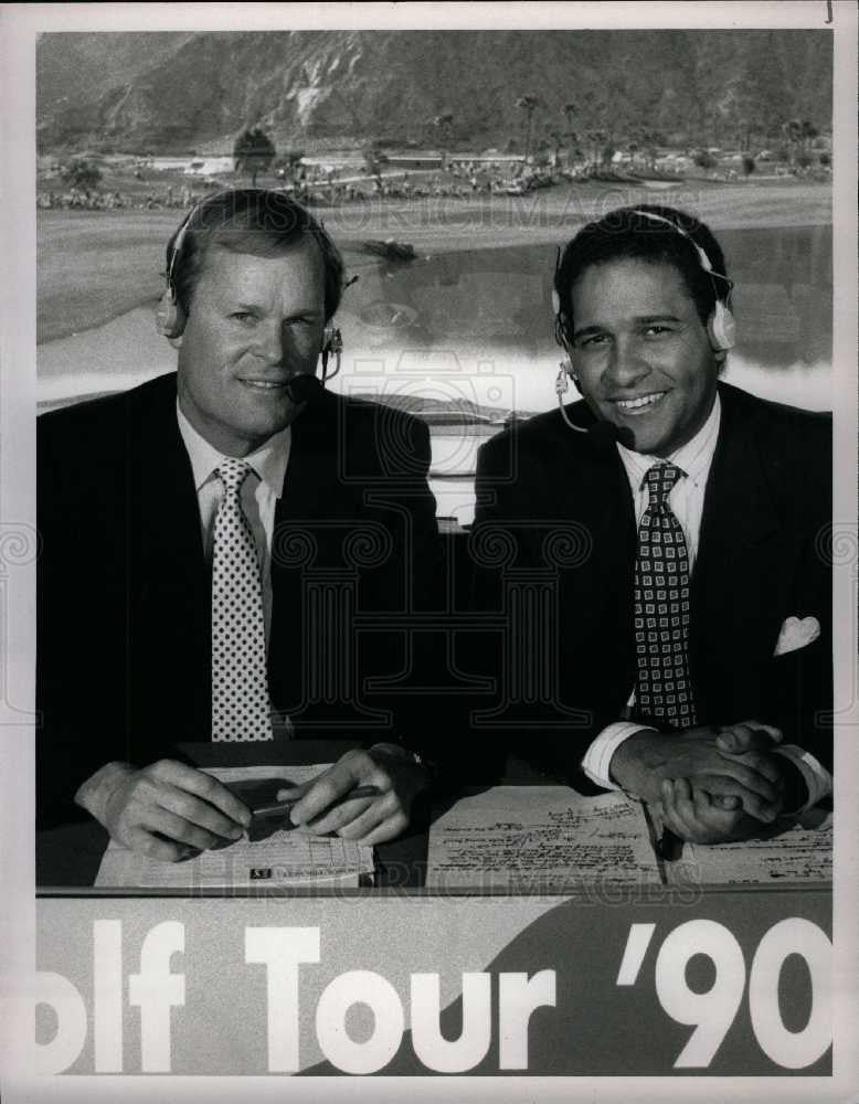 1990 Press Photo Bryant Gumbel Johnny Miller NBC Golf - Historic Images