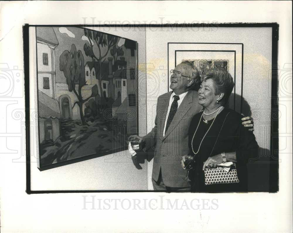 1990 Press Photo Roger Smith, Barbara, General Motors - Historic Images