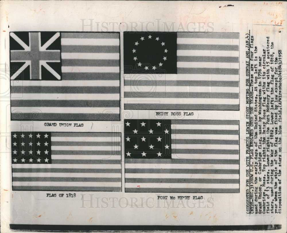 1958 Press Photo Gran Union flag besty ross - Historic Images